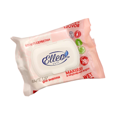 Серветки вологі "ELLEO soft" make-up 20 шт. для зняття макіяжу з моцелярною водою, екстрактом алое та
