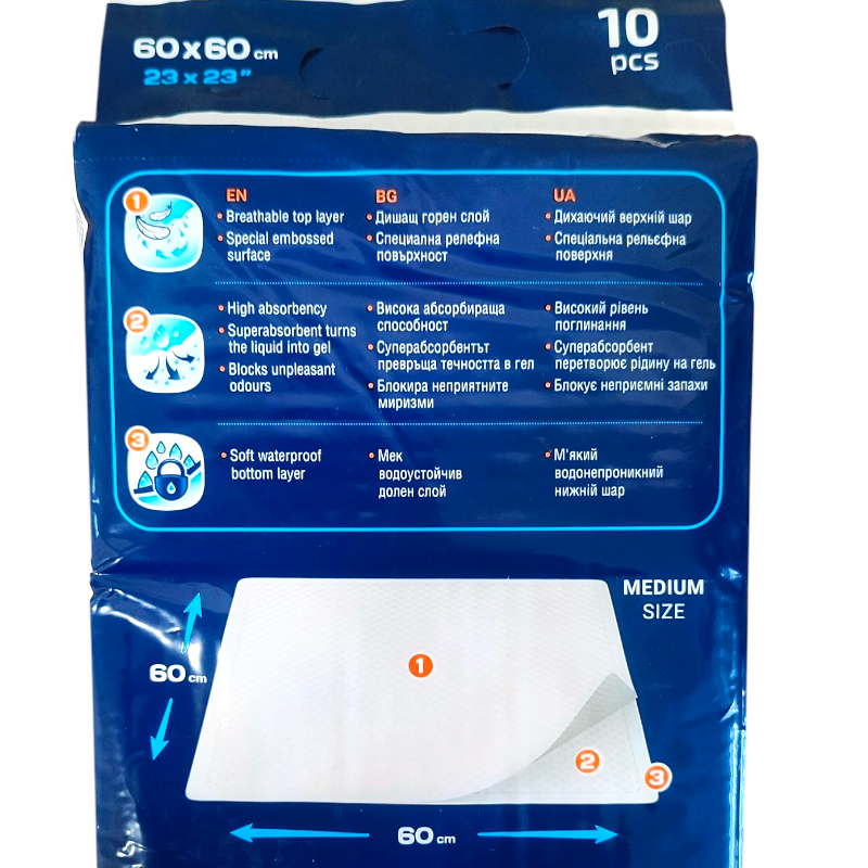 Пелюшки гігієнічні Normal Clinic Універсальні PCE021 ULTRA M 60х60 10 шт.