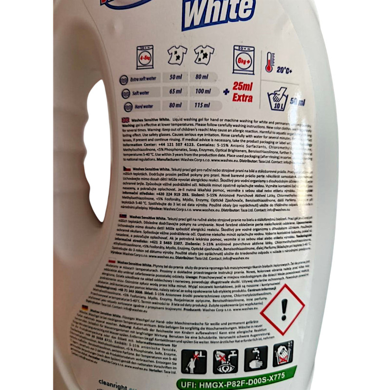 Гель для прання Washex White для білого 1.4 л 0206