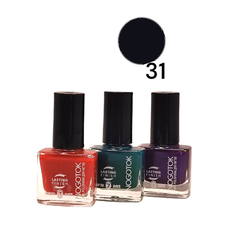 Лак для нігтів NOGOTOK Style color №031 чорний 6 мл 2910.