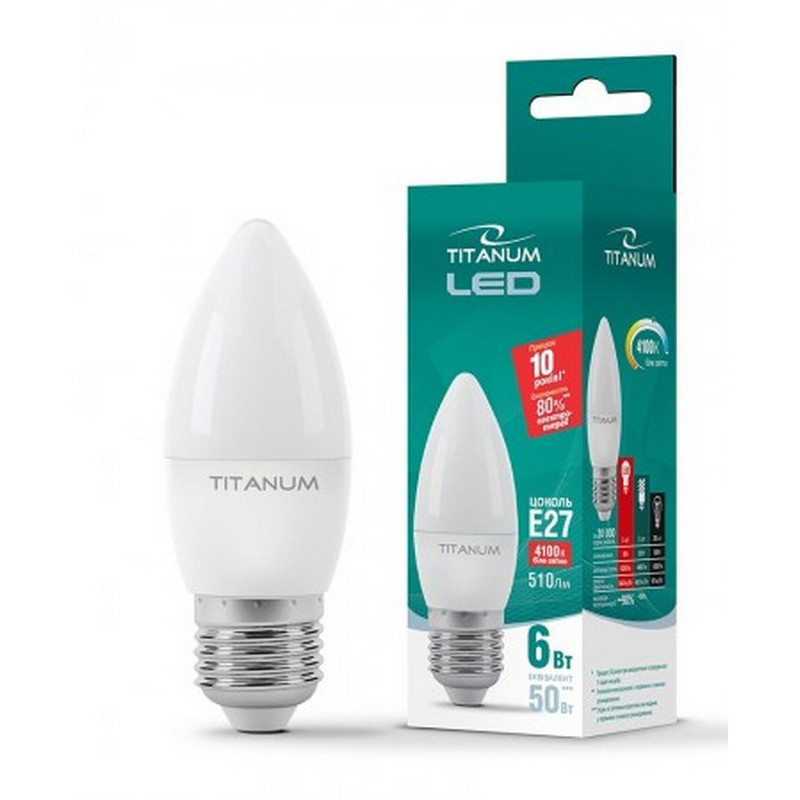 Лампа Titanum 6 W Свічка С37, Е27 4100К, 220 V
