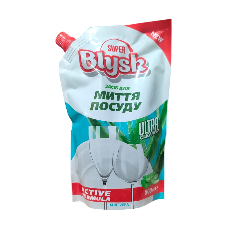 Засіб для миття посуду Super Blysk Aloe vera дой-пак 500 мл