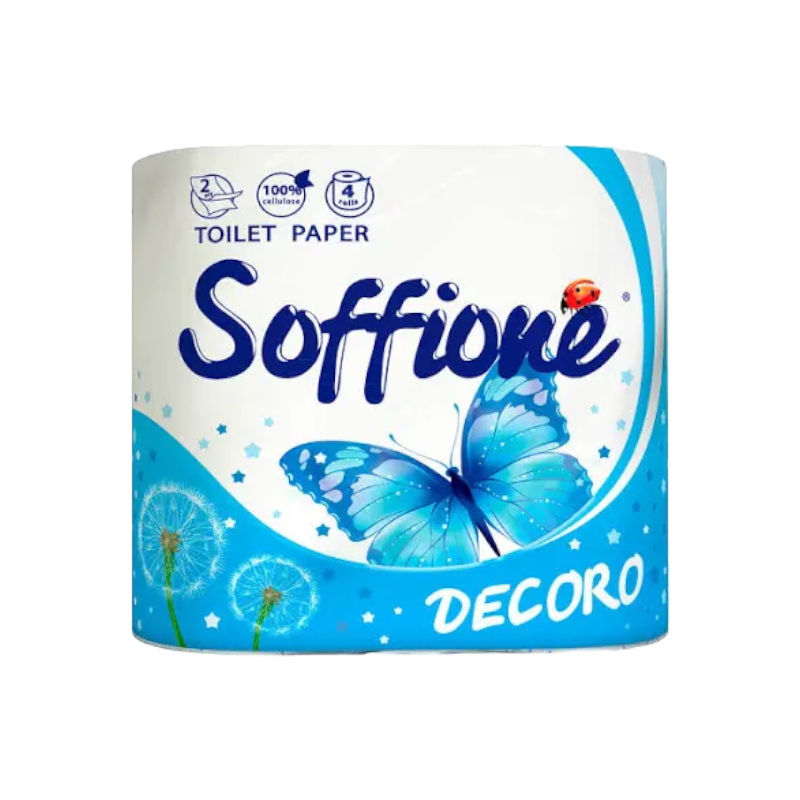Папір туалетний СГ 18 г/м. 2 шари. біла 4 шт. Soffione Decoro 3001