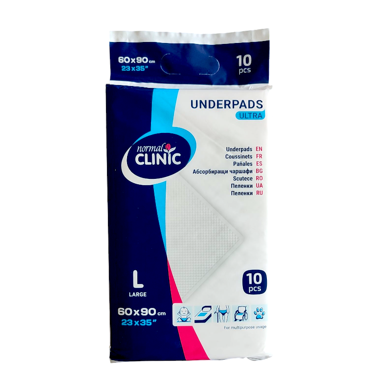 Пелюшки гігієнічні Normal Clinic Універсальні ULTRA L PCE031 60х90 10 шт.