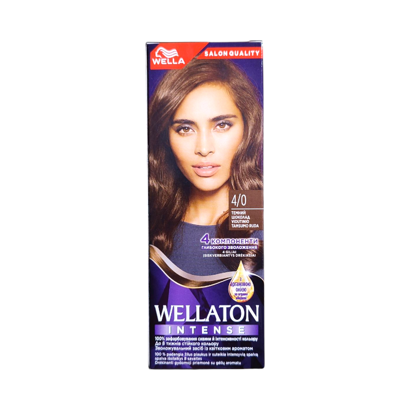 Крем-фарба для волосся Wellaton Intense 4/0 Темний шоколад 110 мл.
