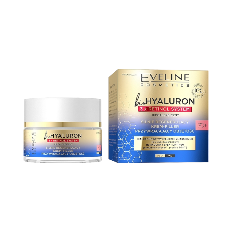 Крем-філер Eveline Cosmetics BioHyaluron 3xRetinol System 70+ день/ніч 50 мл.
