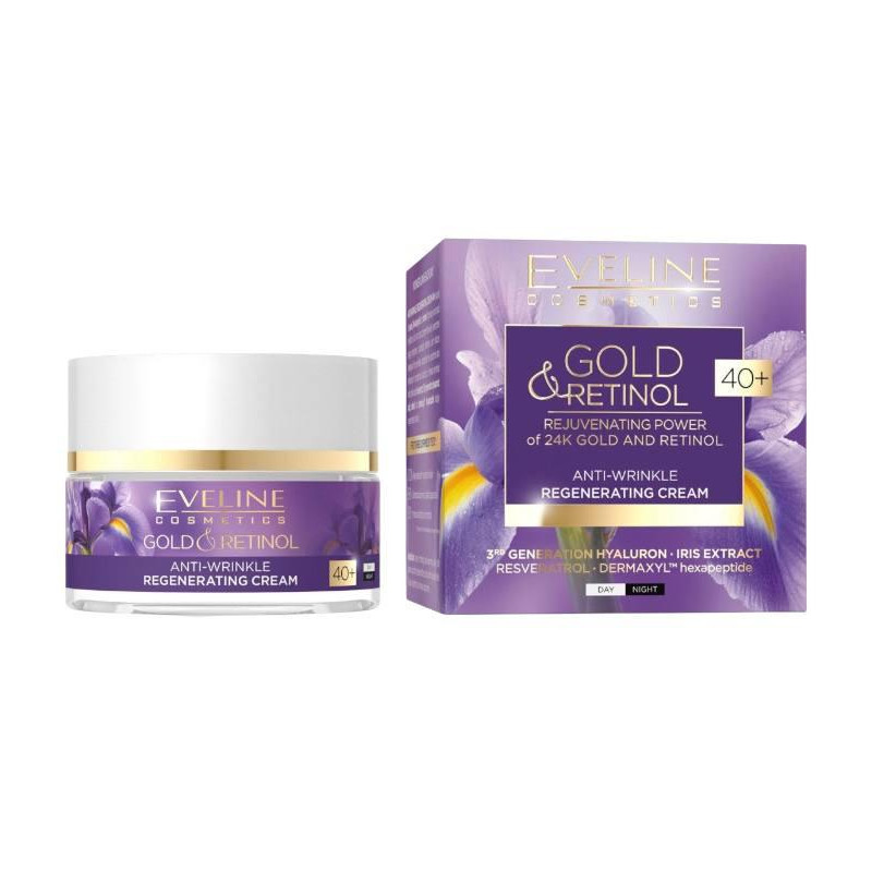 Крем для обличчя EVELINE GOLD & RETINOL 40+ регенеруючий живильний, проти зморщок 50 мл 7867