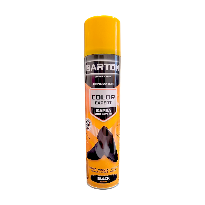 Фарба для взуття із замші, нубуку, велюра Barton Color Expert чорна 300 мл 0335