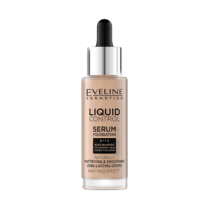 Тональная основа жидкая EVELINE LIQUID CONTROL LIGHT NATURAL BEIGE 32 мл. 035