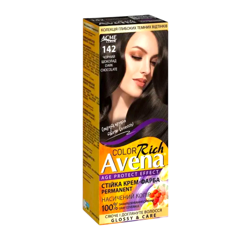 Стійка крем-фарба для волосся Acme Color AVENA 142 Чорний шоколад