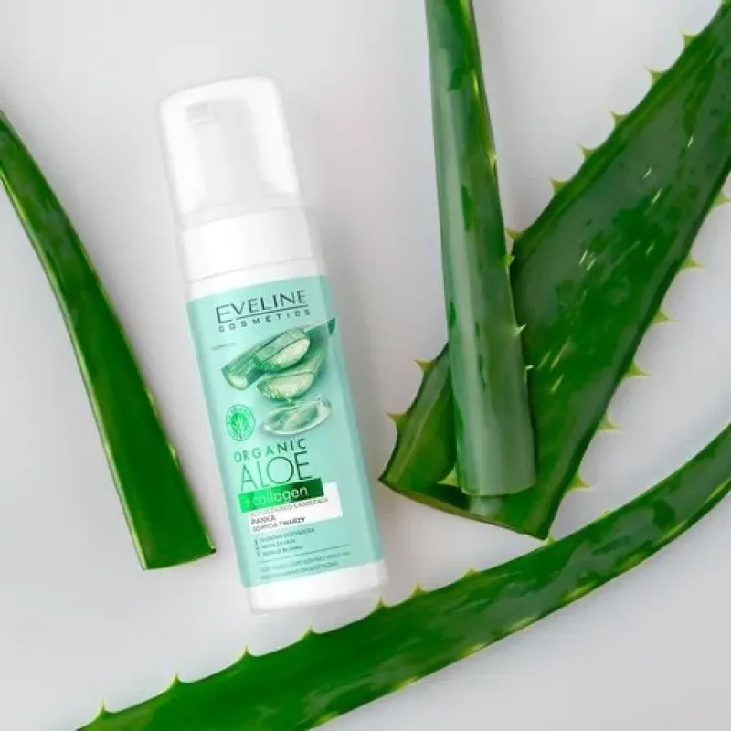 Пінка для вмивання очисна-заспокійлива ORGANIC ALOE+COLLAGEN EVELINE 150 мл 6754