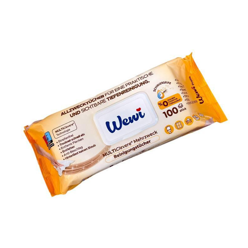 Серветки вологі для прибирання WEWI жовті 100 шт 1517