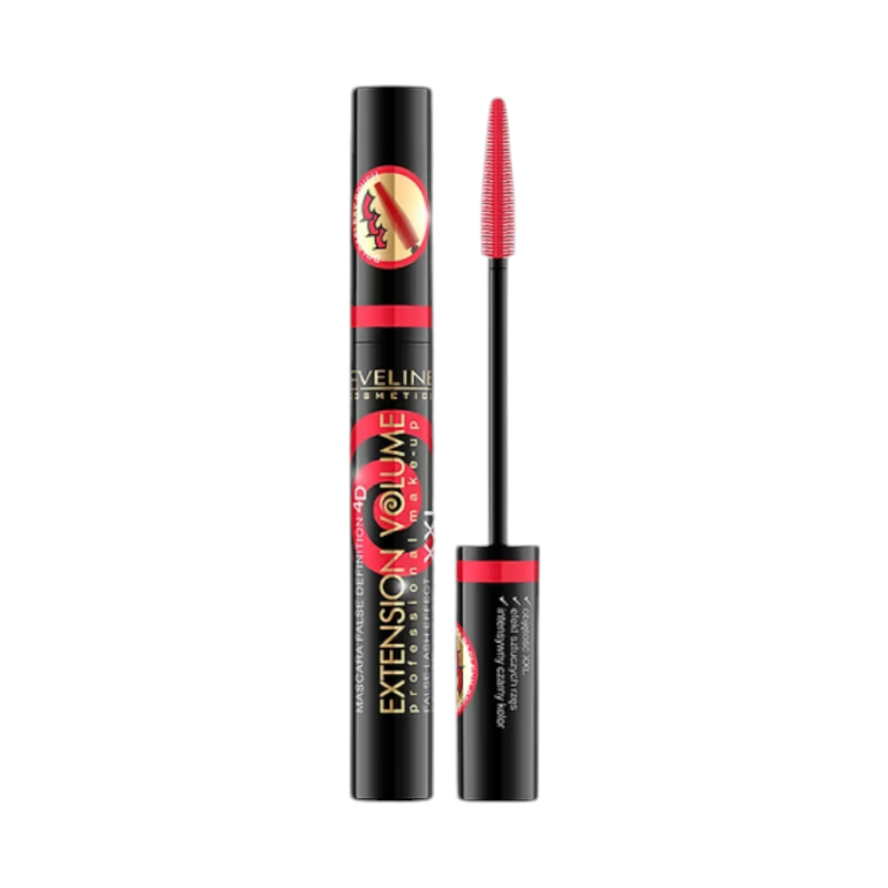 Туш для вій EVELINE EXTENSION VOLUME PROFES. MAKE-UP Об'єм і ефект накладних вій XXL 10 мл. 6033