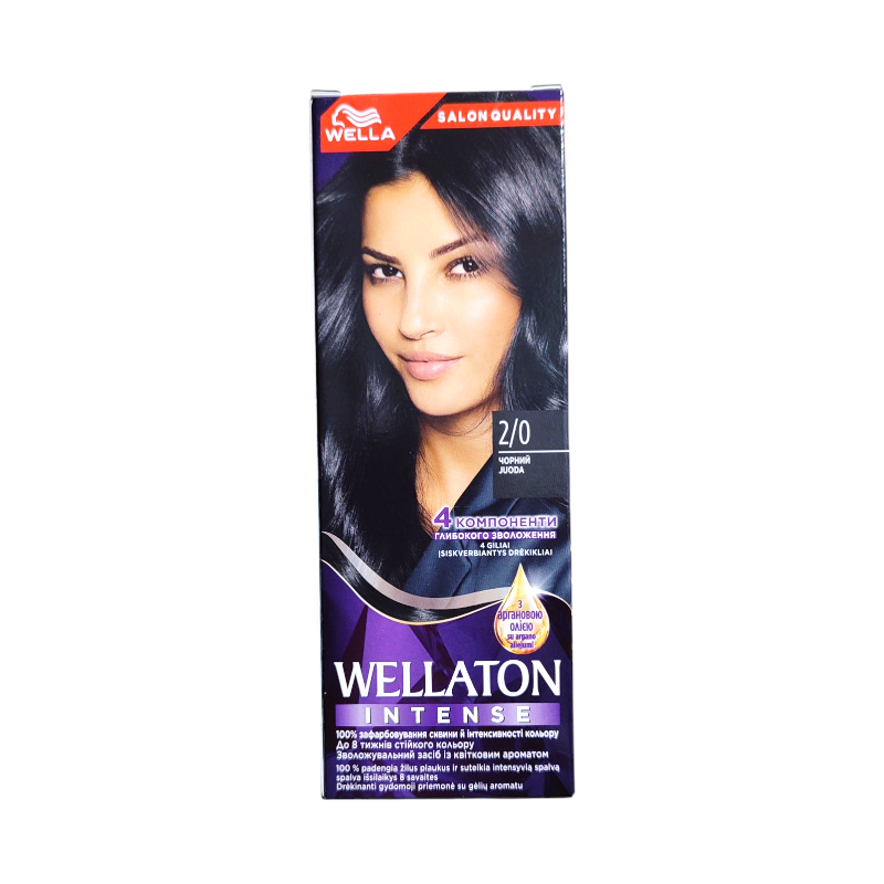 Крем-фарба для волосся Wellaton Intense 2/0 Чорний 110 мл.