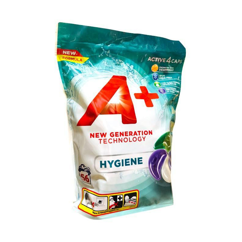Капсули для прання А+ Hygiene 4 в 1 56 штук 6216