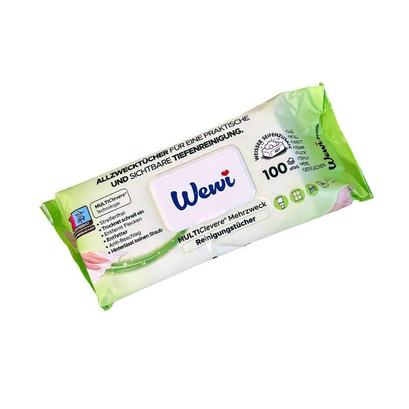 Серветки вологі для прибирання WEWI зелені 100 шт 1524