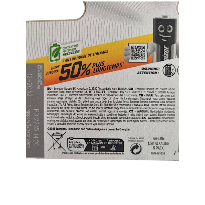 Батарейка Energizer LR6 Alkaline Power B8 8 шт. 0686