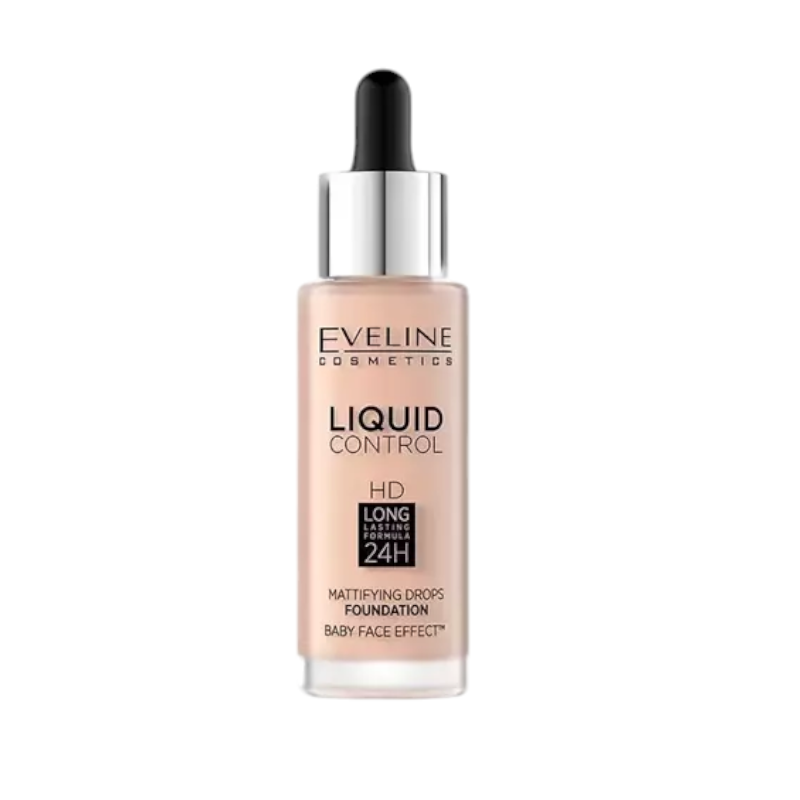 Тональна основа рідка EVELINE LIQUID CONTROL SOFT PORCELAIN NIACYNAMID N 002 32 мл. 8541