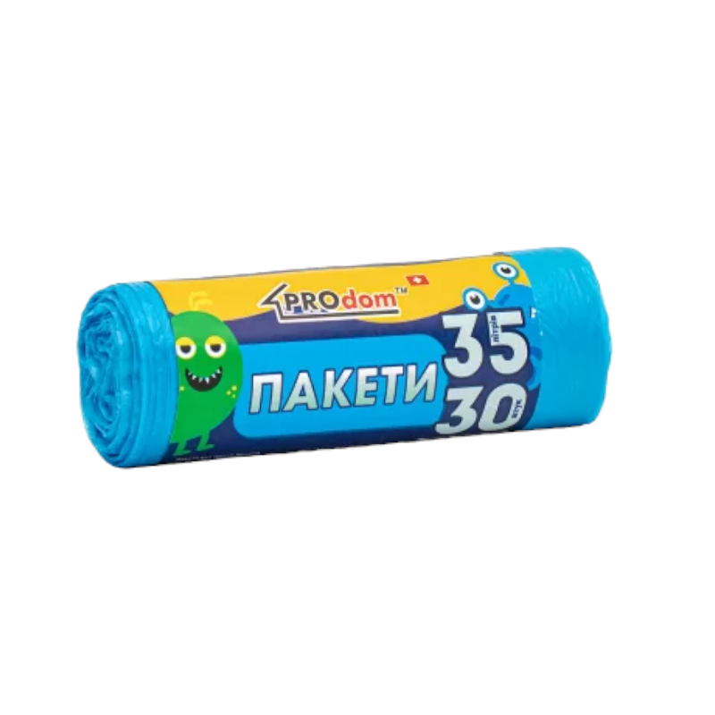Пакети для сміття 35 х 30 л. Продом сині 0357