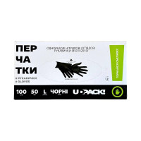 Рукавички нітрилові UDPACK чорні L 50 пар в упаковці 0834