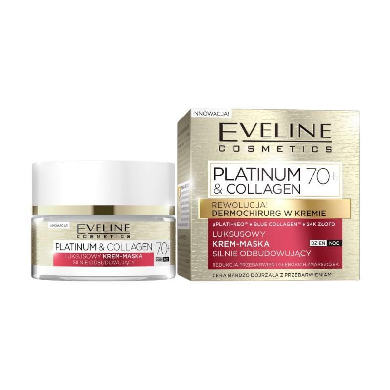 Крем маска для обличчя сильно відновлювальна 70+ Eveline PLATINUM&COLLAGEN 50 мл. 7814