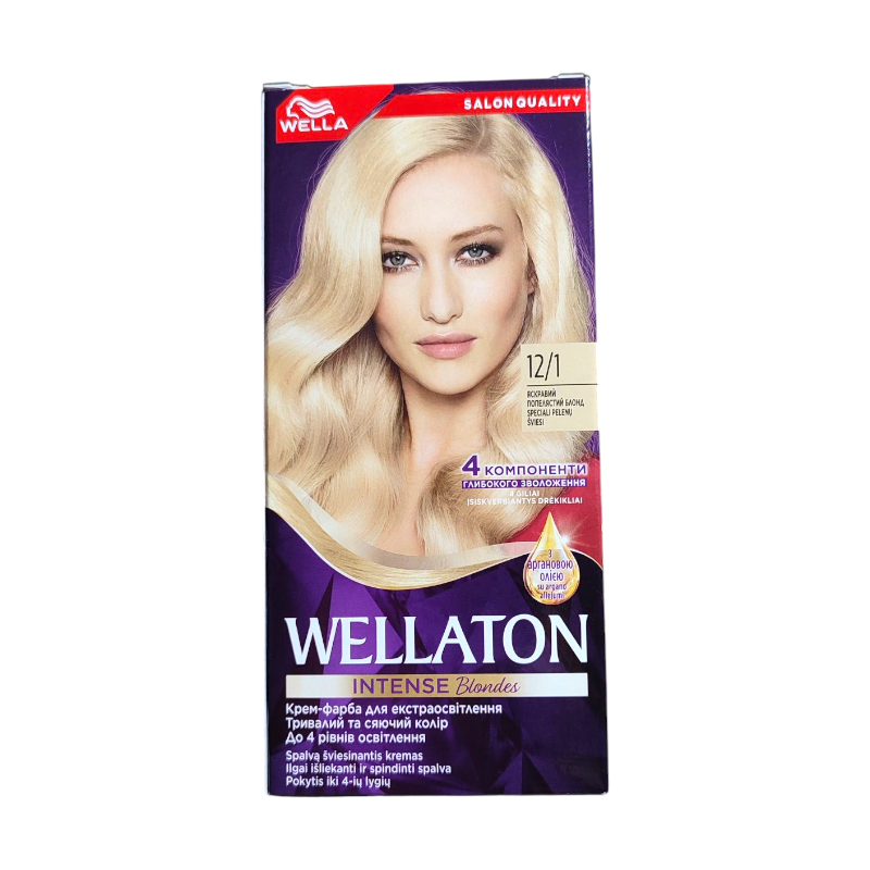 Крем-краска для волос Wellaton интенсивная 12/1 Ярко- пепельный блонд 110 мл Уценка