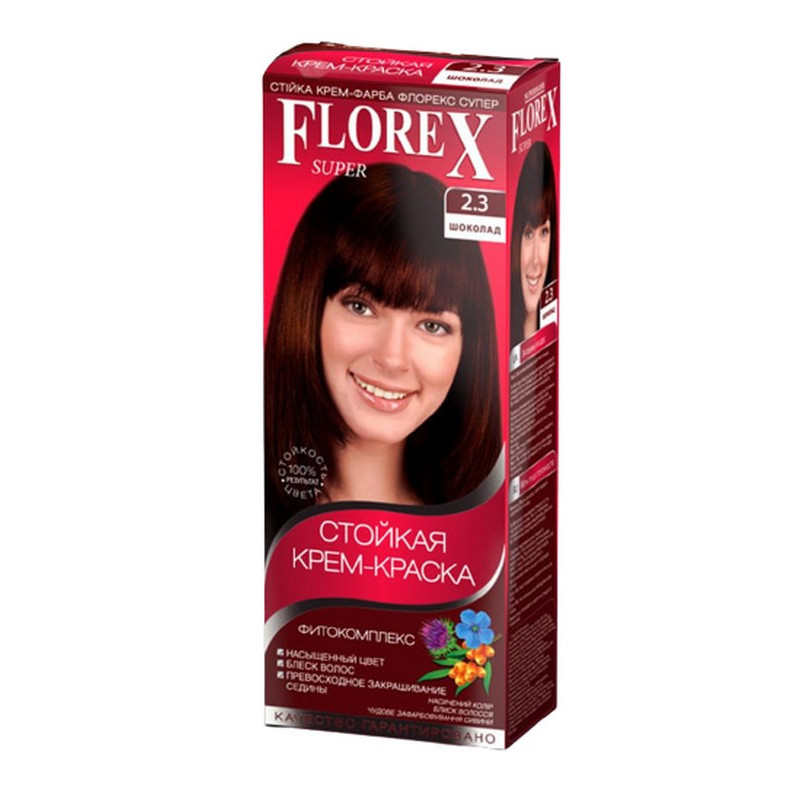 Крем-фарба для волосся стійка Florex Super 2,3 Шоколад
