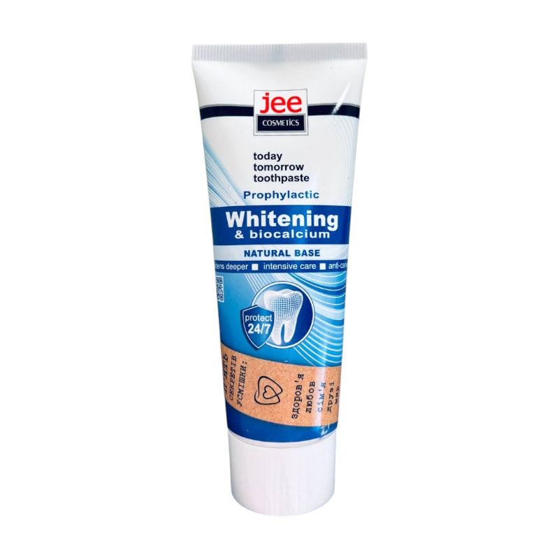 Зубна паста Jee Cosmetics Whitening & Biocalcium Відбілююча 75 мл.