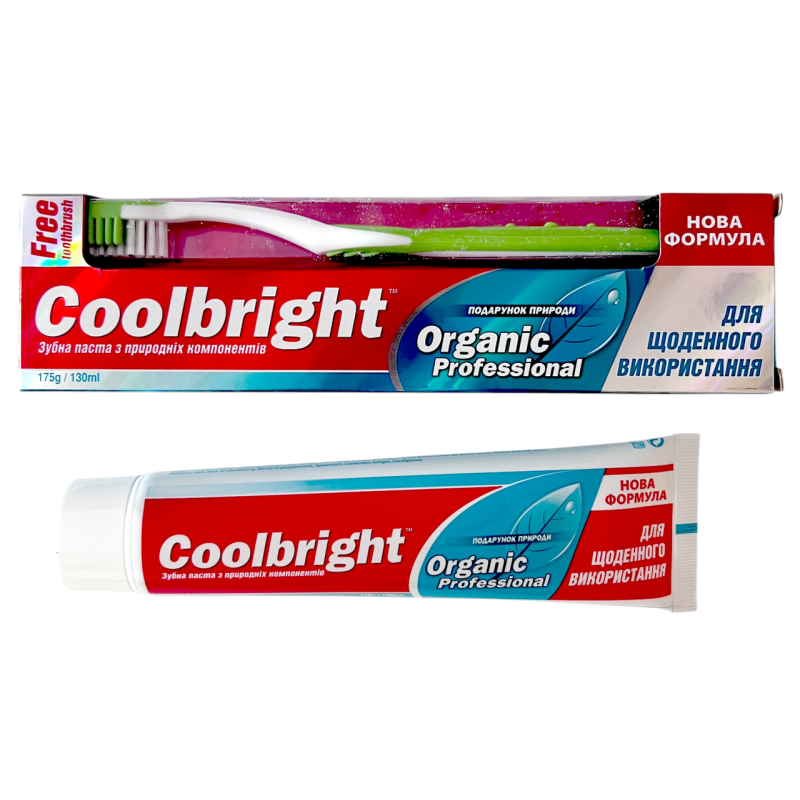 Зубна паста + Зубна щітка CoollBright Organic 175 г.