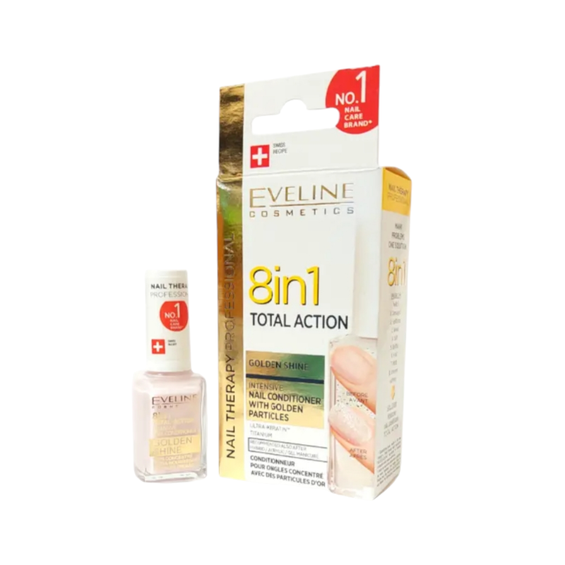 Засіб для зміцнення нігтів EVELINE NAIL THERAPY Professional GOLDEN SHINE 8 в 1 Регенерація 12 мл 9323
