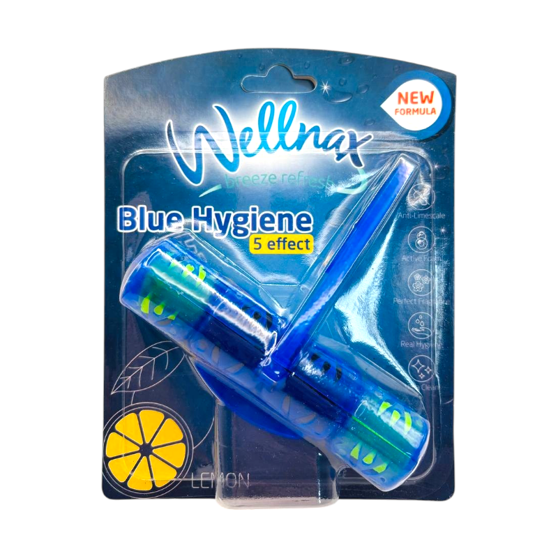 Туалетний блок для унітаза Wellnax Blue Hygiene Lemon Лимон 50 г.