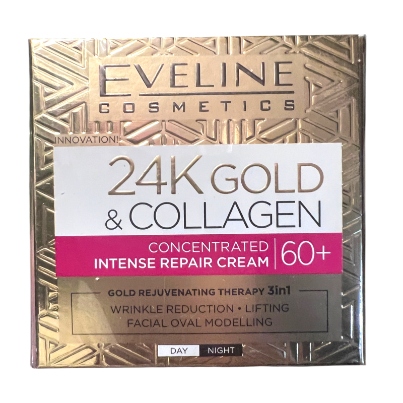 Крем для обличчя Eveline Cosmetics 24K Gold & Collagen 60+ Відновлювальний з колагеном 50 мл.
