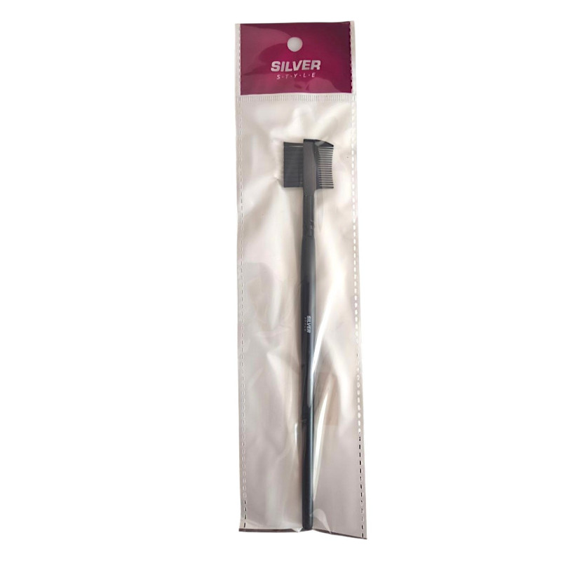 Пензель-гребінь для брів Silver Style КС-676 штучний ворс 19 см 6761