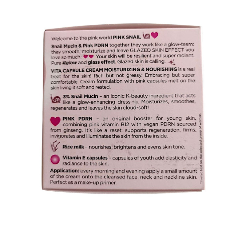 Крем Eveline PINK SNAIL поживний зволожувальний VITA-CAPSULE 50 мл 0793