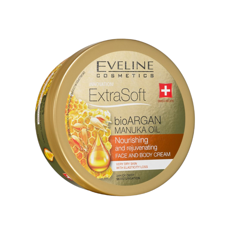 Крем для обличчя та тіла EVELINE EXTRA SOFT bio ARGAN MANUKA OIL омолоджуючий 175 мл 5360