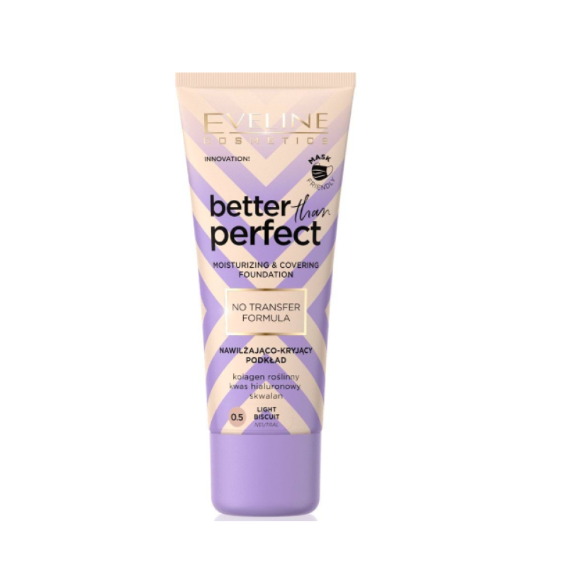 Тональна основа стійка зволожувальна EVELINE BETTER THAN PERFECT 0.5 LIGHT BISCUIT 30 мл