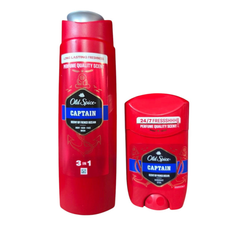 Набір Old Spice Captain дезодорант-стик 50 мл гель для душу та шампунь 3 в 1 250 мл + шкарпетки 5784