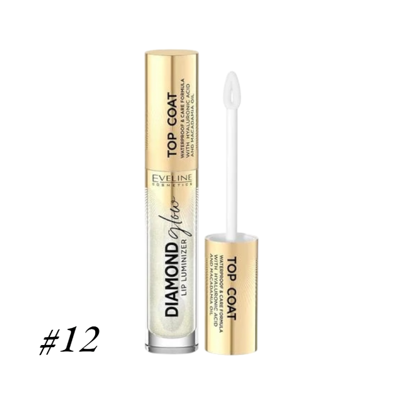 Блиск для губ Eveline Cosmetics Diamond Glow Lip Luminizer Top Coat 12 Водостійкий 4.5 мл.