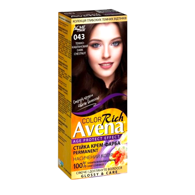 Стійка крем-фарба для волосся Acme Color AVENA 043 Темно-каштановий