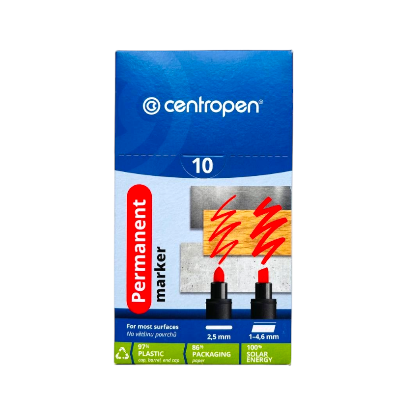Маркер Centropen чорний скошений 10 штук