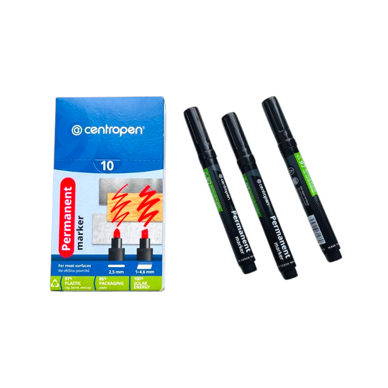 Маркер Centropen чорний скошений 10 штук
