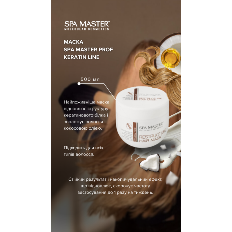 Маска Spa Master Prof KERATIN LINE реструктуруюча з кератином 128 SM 500 мл.