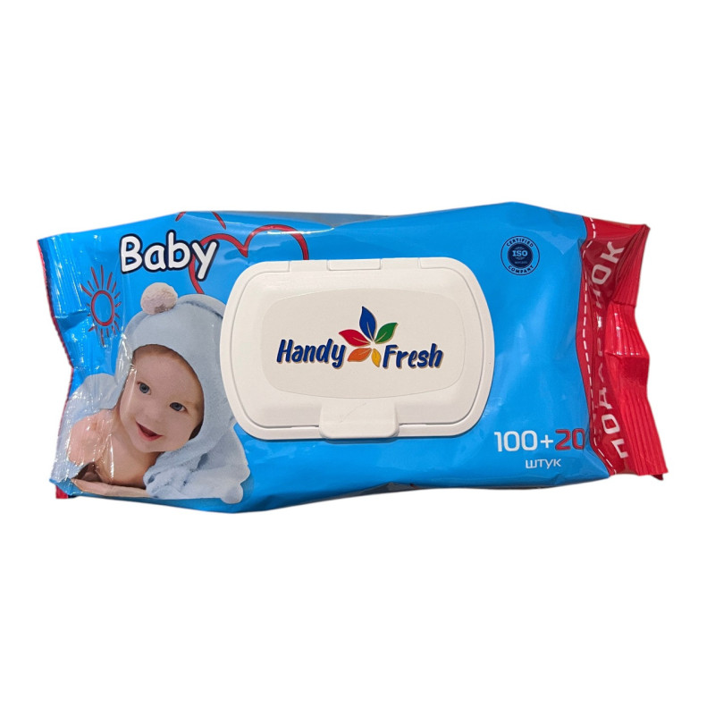 Вологі серветки Handy Fresh Baby клапан 100+20 шт.