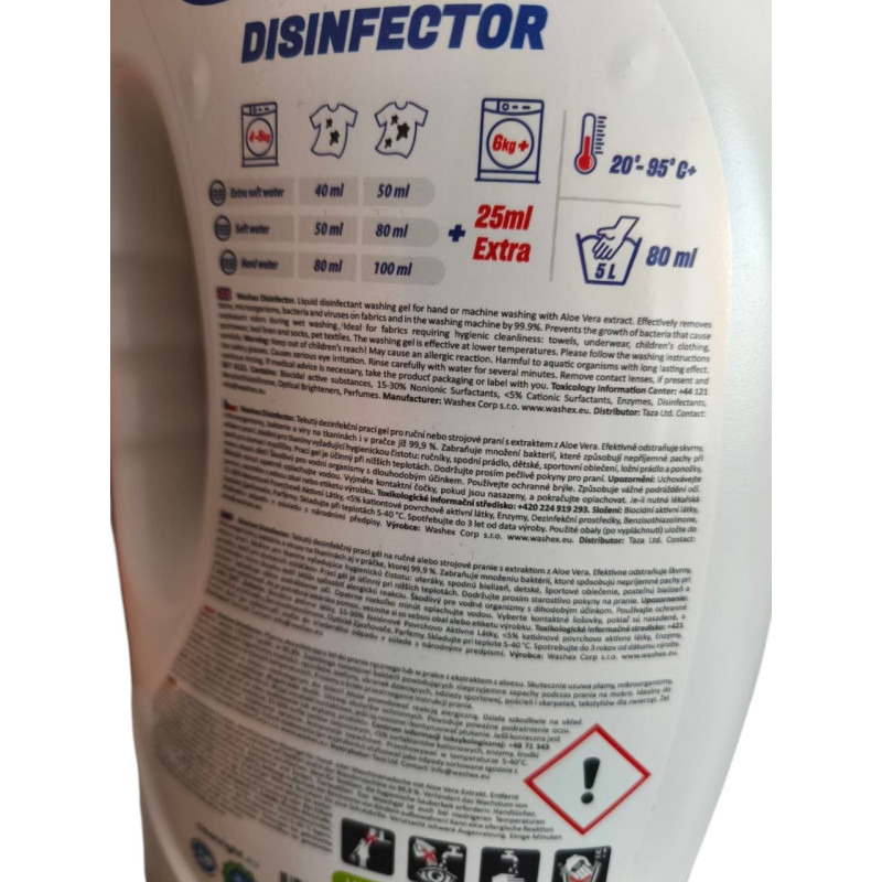 Гель для прання Washex Disinfector дезинфікуючий 1.4 л 0169