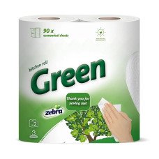 Рушники кухонні ZEBRA Green тришарові 10 м. 2 рулони 0144