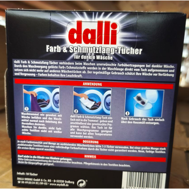 Серветки Dalli для прання чорного 10 штук 1159