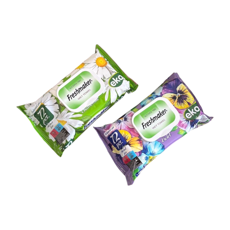 Вологі серветки Freshmaker Eko Flower з клапаном 72 шт.